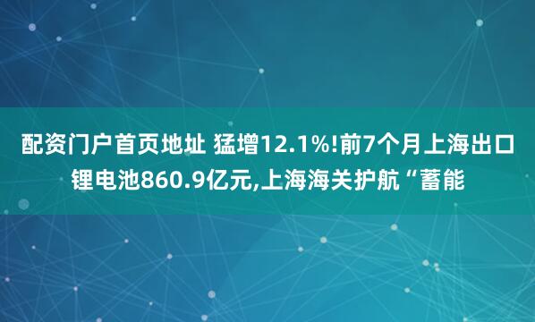 配资门户首页地址 猛增12.1%!前7个月上海出口锂电池860.9亿元,上海海关护航“蓄能