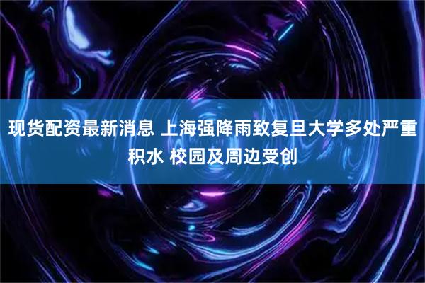 现货配资最新消息 上海强降雨致复旦大学多处严重积水 校园及周边受创
